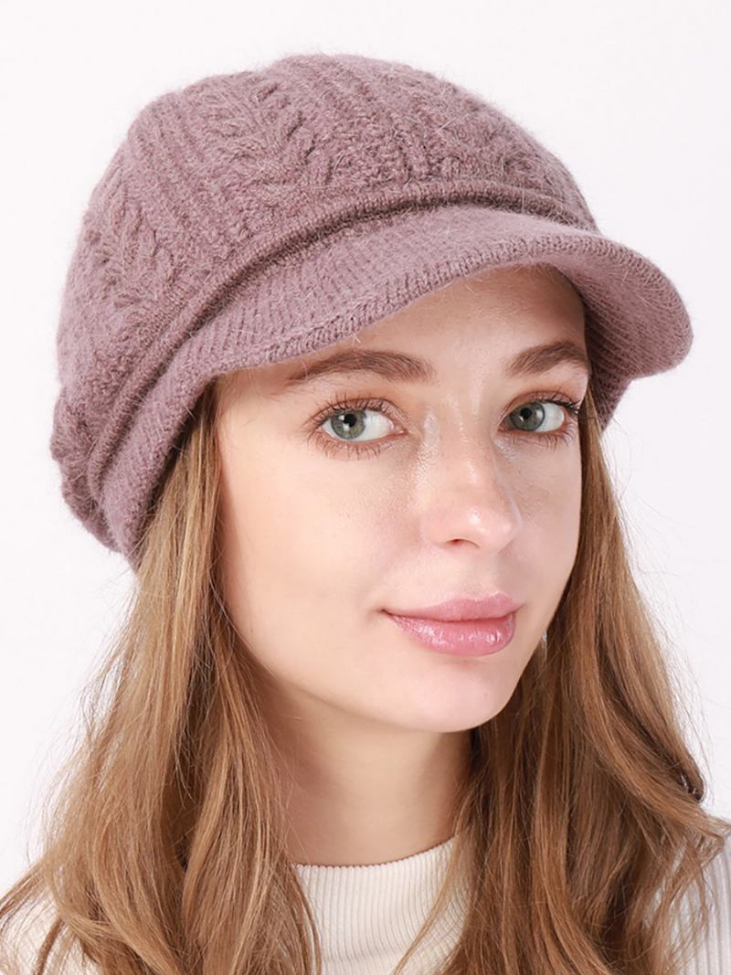 Καπέλο Beret Knit Μονόχρωμο Καθημερινά Casual Φθινοπωρινά Χειμωνιάτικα Καπέλα Για Γυναίκες - Λεβάντα