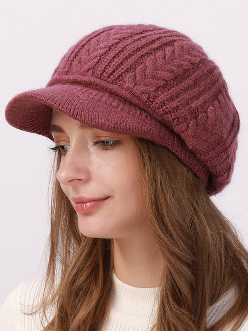 Καπέλο Beret Knit Μονόχρωμο Καθημερινά Casual Φθινοπωρινά Χειμωνιάτικα Καπέλα Για Γυναίκες - Ροζ