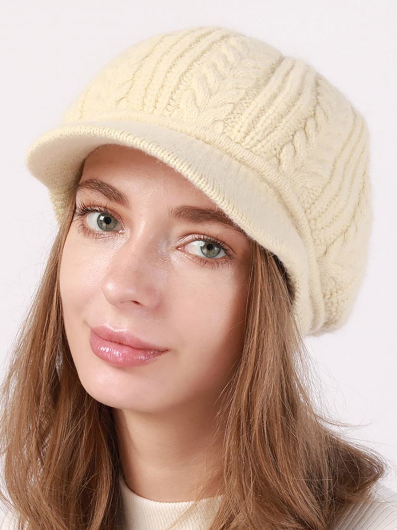 Καπέλο Beret Knit Μονόχρωμο Καθημερινά Casual Φθινοπωρινά Χειμωνιάτικα Καπέλα Για Γυναίκες - Μπεζ