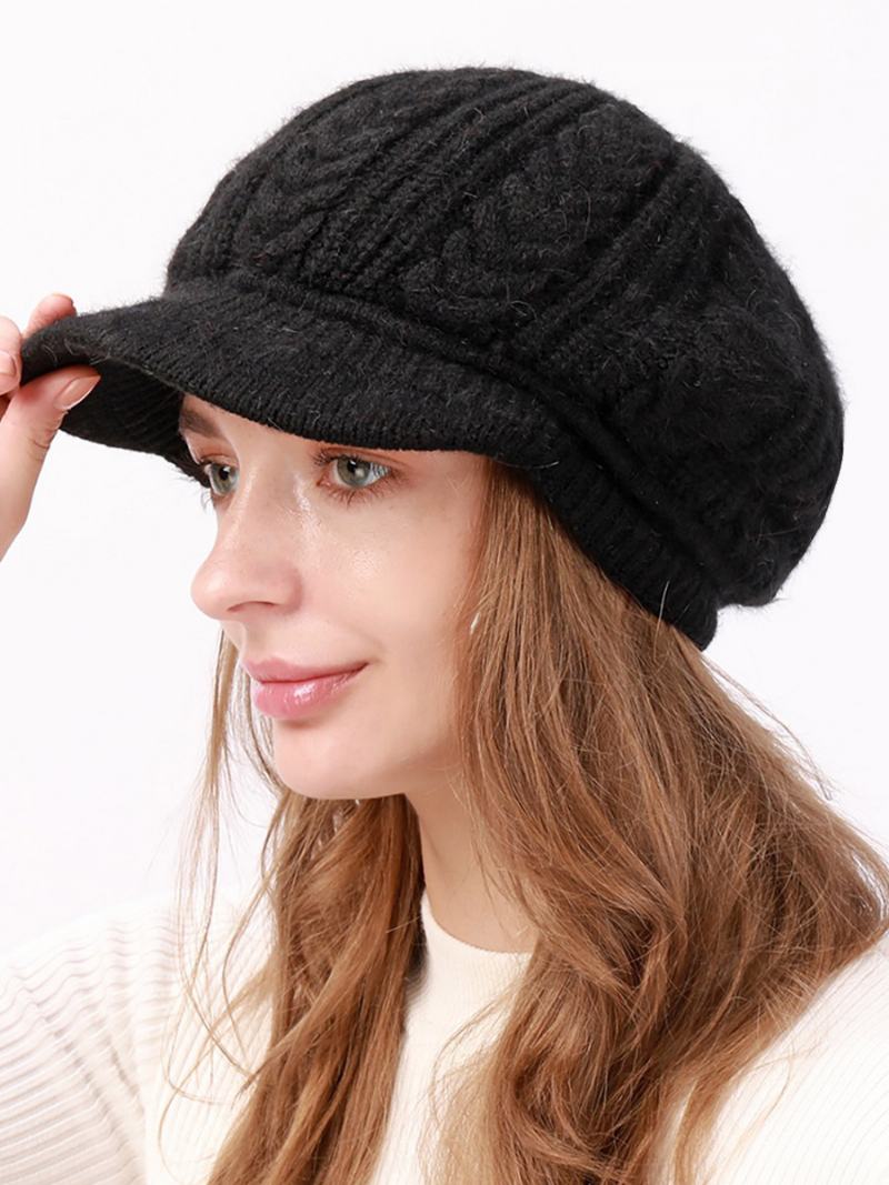 Καπέλο Beret Knit Μονόχρωμο Καθημερινά Casual Φθινοπωρινά Χειμωνιάτικα Καπέλα Για Γυναίκες - Μαύρο