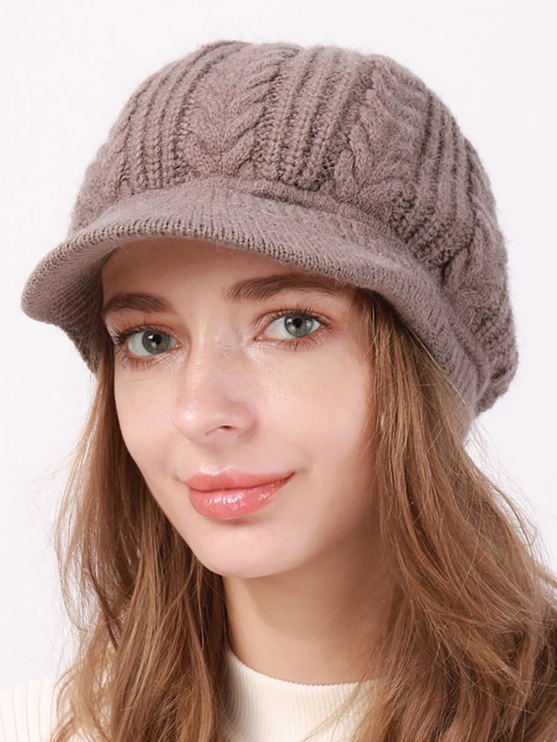 Καπέλο Beret Knit Μονόχρωμο Καθημερινά Casual Φθινοπωρινά Χειμωνιάτικα Καπέλα Για Γυναίκες - Χακί