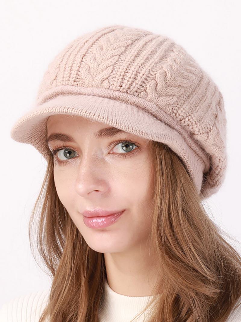 Καπέλο Beret Knit Μονόχρωμο Καθημερινά Casual Φθινοπωρινά Χειμωνιάτικα Καπέλα Για Γυναίκες - Ροζ Λωτού