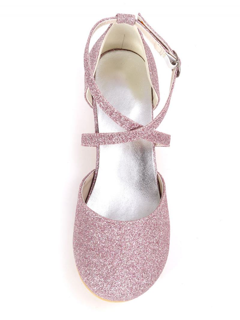 Κορίτσια Glitter Cross Strap Kitten Heel Flower Παπούτσια Για - Λιλά