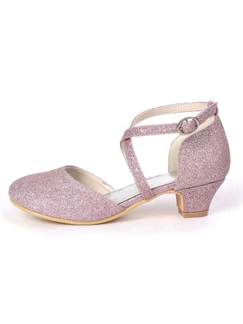 Κορίτσια Glitter Cross Strap Kitten Heel Flower Παπούτσια Για - Λιλά