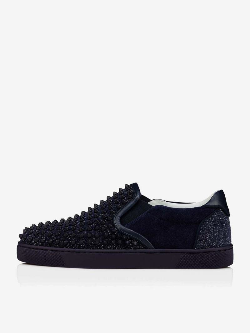 Μαύρα Casial Παπούτσια Ανδρικά Στρογγυλά Slip On Spike - Μαύρος