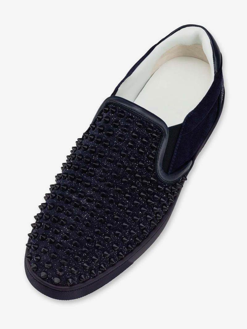 Μαύρα Casial Παπούτσια Ανδρικά Στρογγυλά Slip On Spike - Μαύρος