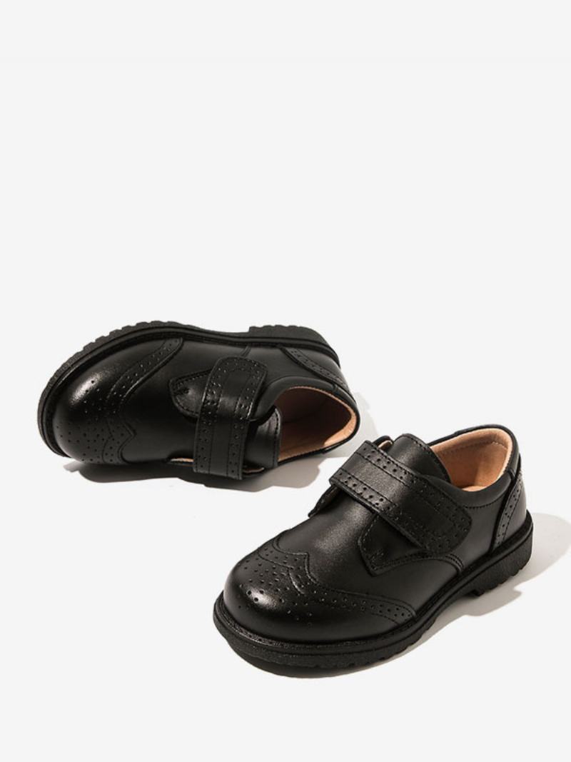 Μοκασίνια Αγοριών Μαύρα Στρογγυλά Toe Slip On Formal Παπούτσια Πάρτι For Boy - Μαύρος