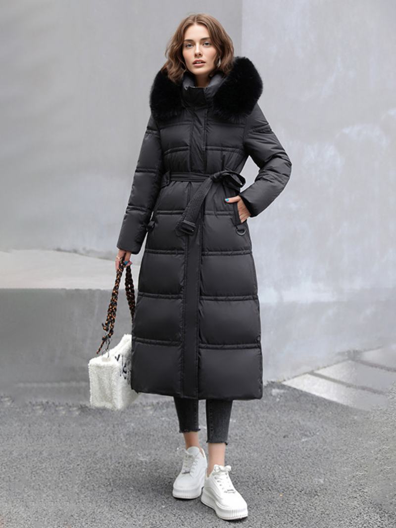 Παλτό Για Γυναικεία Σταντ Γιακά Faux Fur Long Winter Outerwear - Μαύρο