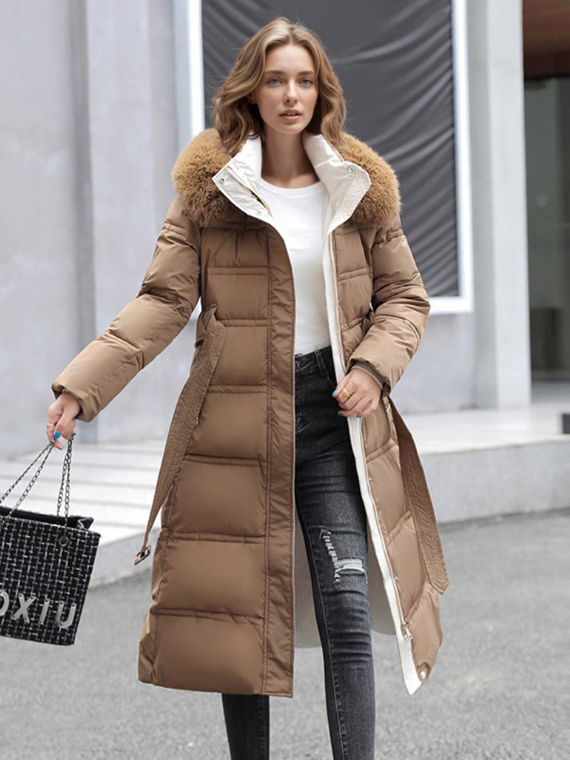 Παλτό Για Γυναικεία Σταντ Γιακά Faux Fur Long Winter Outerwear - Χακί