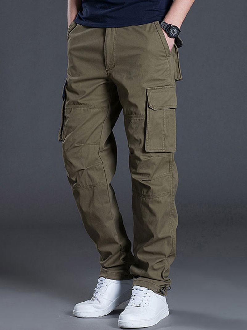 Παντελόνι Για Άντρες Casual Natural Waist Straight Cargo Κίτρινο Πράσινο Ανδρικό - Κίτρινο Πράσινο