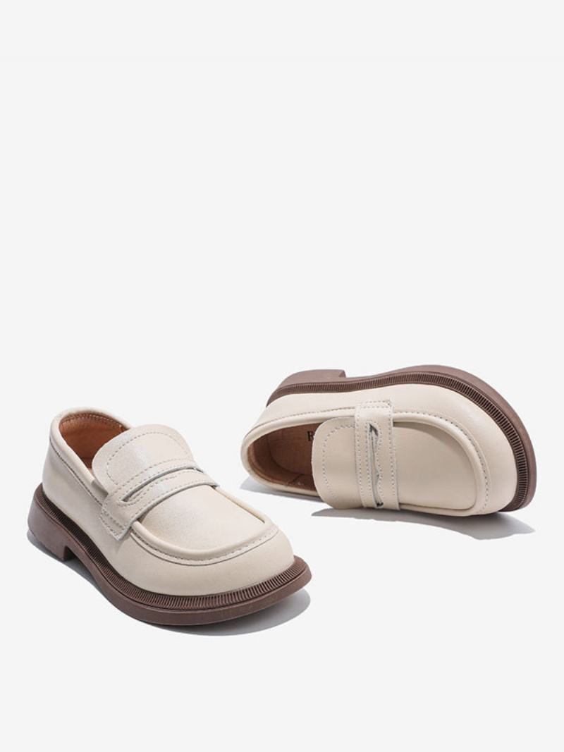 Παπούτσια Loafer Για Αγόρι Λευκά Στρογγυλά Slip On Causal Πάρτι For Boy - Μπεζ