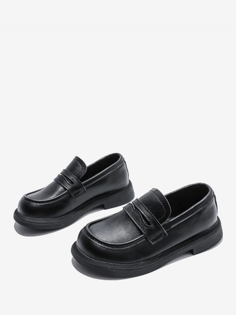 Παπούτσια Loafer Για Αγόρι Λευκά Στρογγυλά Slip On Causal Πάρτι For Boy - Μαύρο