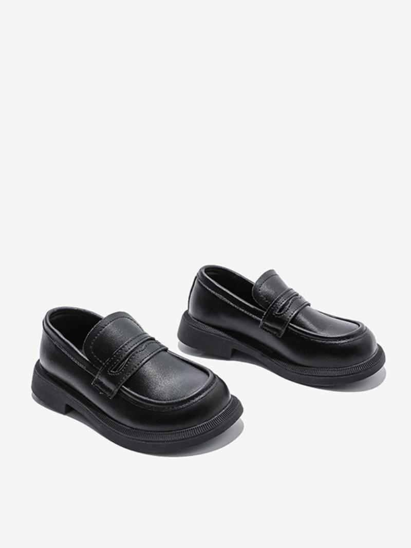 Παπούτσια Loafer Για Αγόρι Λευκά Στρογγυλά Slip On Causal Πάρτι For Boy - Μαύρο