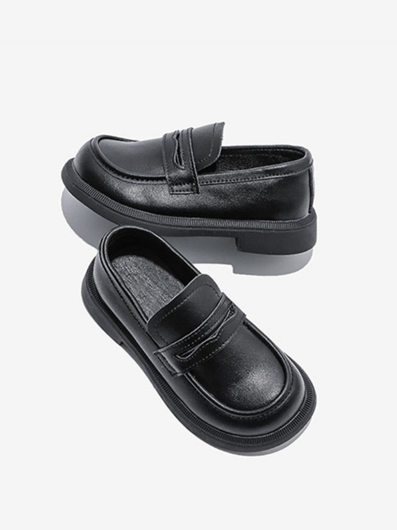 Παπούτσια Loafer Για Αγόρι Λευκά Στρογγυλά Slip On Causal Πάρτι For Boy - Μαύρο