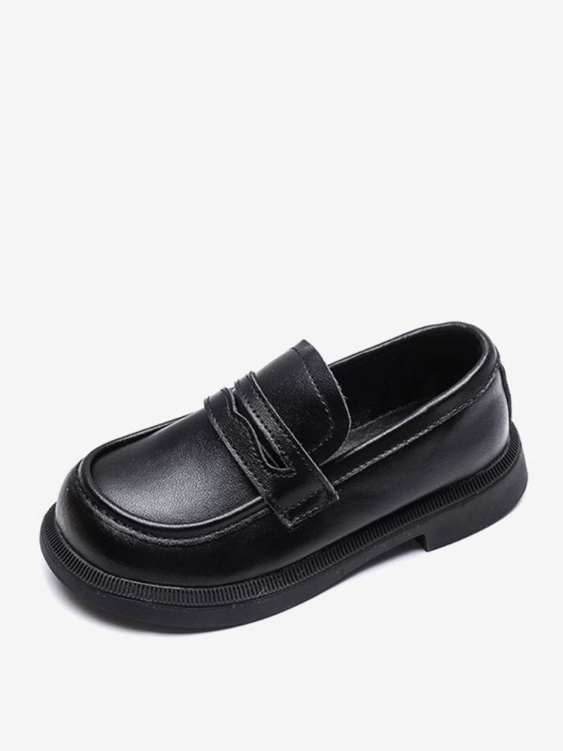 Παπούτσια Loafer Για Αγόρι Λευκά Στρογγυλά Slip On Causal Πάρτι For Boy - Μαύρο