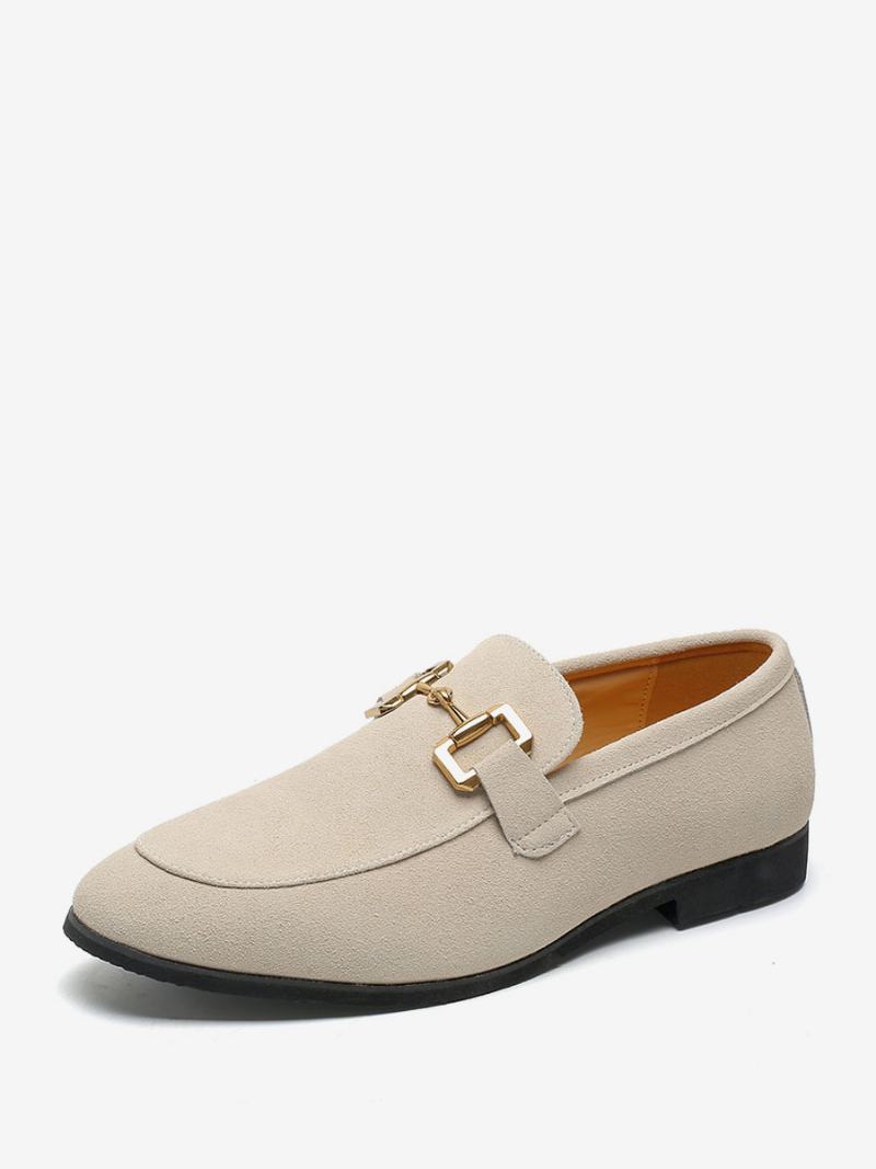 Παπούτσια Loafer Για Ανδρικά Slip-on Μεταλλικές Λεπτομέρειες Δέρμα Pu Με Στρογγυλά Δάχτυλα