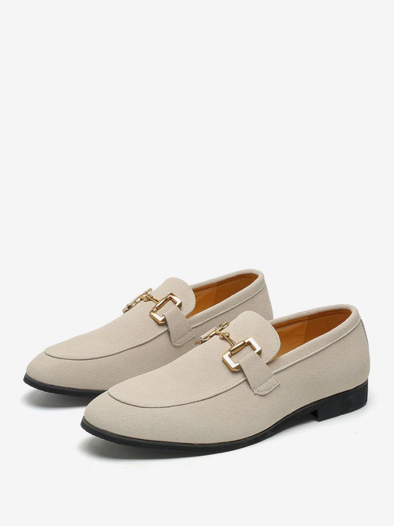 Παπούτσια Loafer Για Ανδρικά Slip-on Μεταλλικές Λεπτομέρειες Δέρμα Pu Με Στρογγυλά Δάχτυλα - Καφέ Καφέ