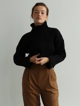 Πουλόβερ Polo Neck Drop Shoulder Μονόχρωμα Γυναικεία