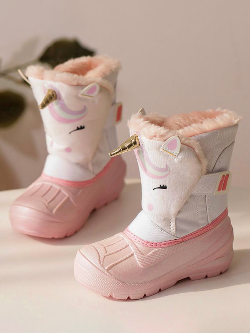 Χειμερινά Παπούτσια Για Κορίτσια Lovely Nylon Cartoon Unicorn Characters Print Boots Snow